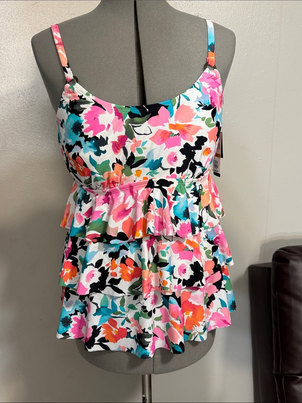 Island Escape Multicolor Floral Ruffle One-Piece